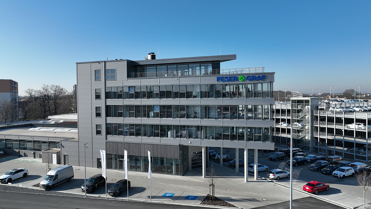 Feser Heisterstraße Frontansicht – Neubau der Verwaltungszentrale mit Autohaus