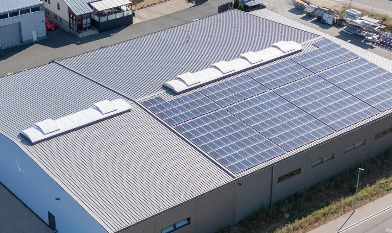 Ansicht PV-Anlage auf Fertigung Schwanstetten